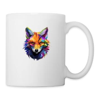 Bunter Fuchs Origami Style mit Regenbogen-Farben - Tasse - Weiß - Rechts