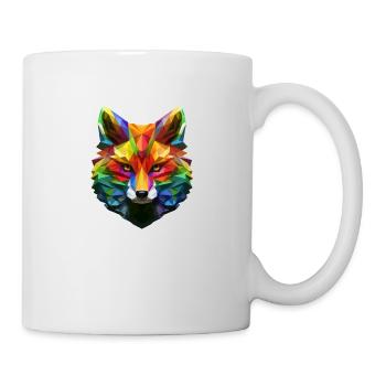Bunter Fuchs im Origami Stil in Regenbogen-Farben - Tasse - Weiß - Rechts