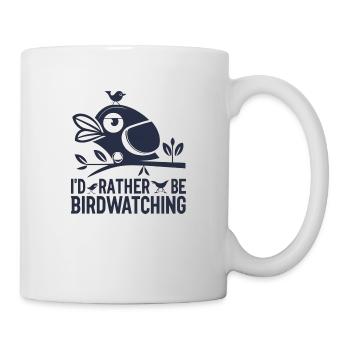 "je préfère observer les oiseaux" slogan bleu - Mug blanc - blanc - Droite