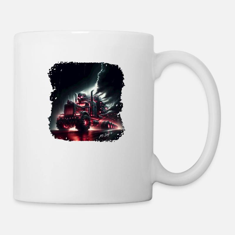 Dunkler Reiter der Apokalypse auf einem Lastwagen - Tasse - Weiß