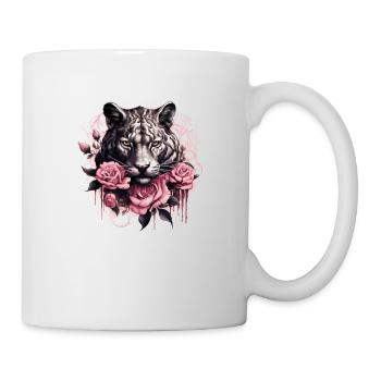 Roi Tigre avec des Roses roses - Mug blanc - blanc - Droite