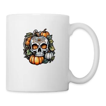 Halloween - Skelett und Kürbis - Tasse - Weiß - Rechts