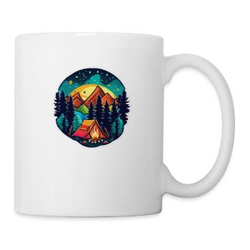 Camping, tent and campfire - Mug - white - Right