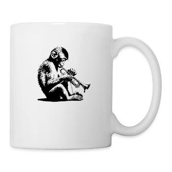 Monkey playing trumpet - Mug - white - Right