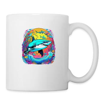 requin et coucher de soleil - Mug blanc - blanc - Droite