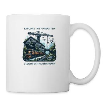 "Erforsche das Vergessene, entdecke das Unbekannte" - Tasse - Weiß - Rechts