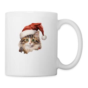 Chat avec un bonnet de Noel, t shirt, mug - Mug blanc - blanc - Droite
