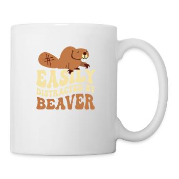 Facilement distrait par le castor animal rongeur - Mug blanc - blanc - Droite