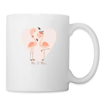 Mr. and Mrs. Flamingos Hochzeit Ehe - Tasse - Weiß - Rechts