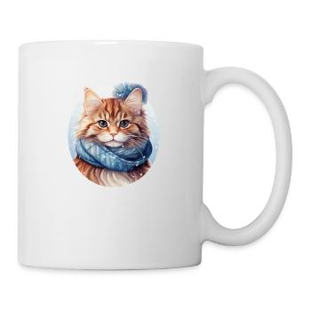 chat tigré rouge avec écharpe dans la neige - Mug blanc - blanc - Droite