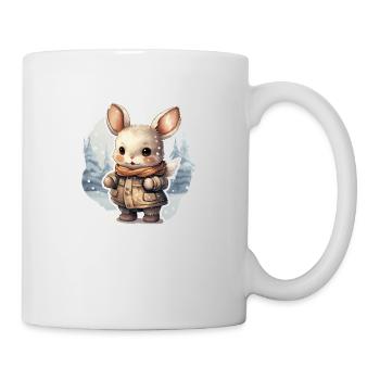Lapin avec écharpe et veste dans la neige - Mug blanc - blanc - Droite