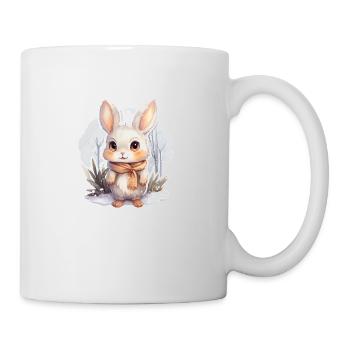 Lapin dans la neige avec écharpe - Mug blanc - blanc - Droite