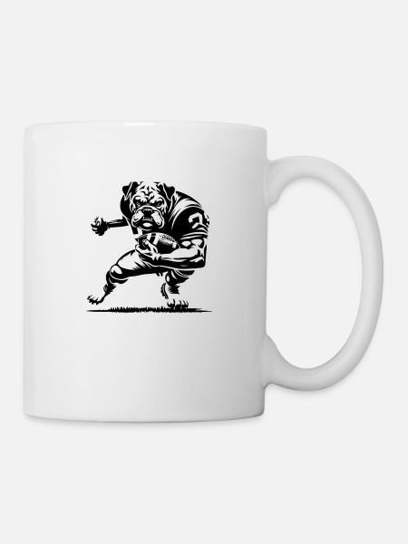 Bulldog jouant au football américain eNFLamed - Mug blanc - blanc