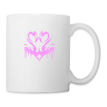 Flamants roses coeur | Cœur de flamant rose - Mug blanc - blanc - Droite
