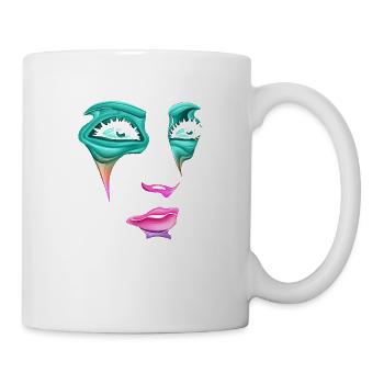 Schöne weibliche Malkunst Gesicht bunte Frau - Tasse - Weiß - Rechts