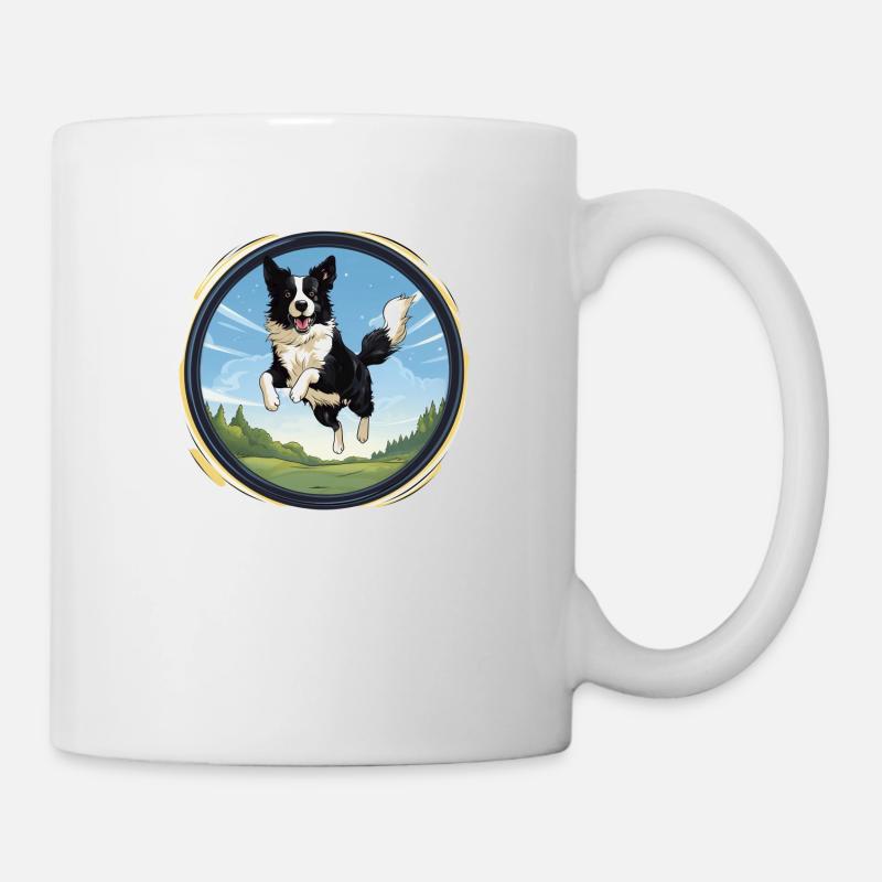 Fröhlicher Border Collie Hund - Tasse - Weiß