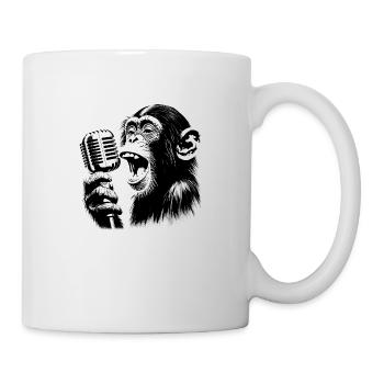 Affen Orchester Sänger mit Vintage Mikrophon - Tasse - Weiß - Rechts