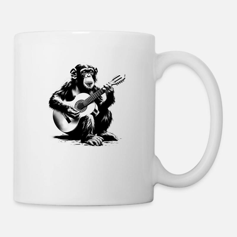 Monkey Orchestra Guitar Street Art Banksy Style - Mug - white