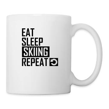 Eat sleep skiing repeat Skifahrer - Tasse - Weiß - Rechts