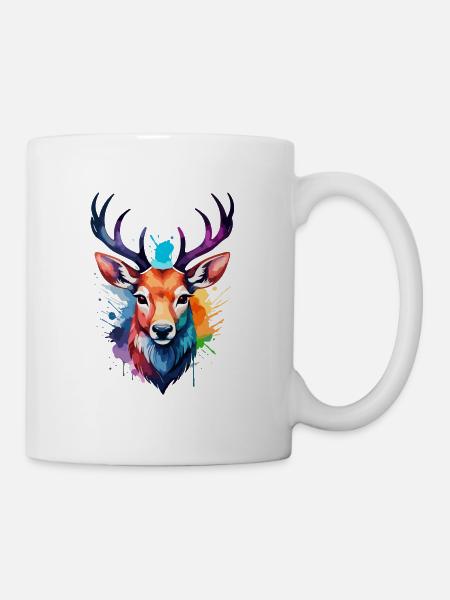 Deer in Watercolors Cool Watercolor Antlers - Mug - white
