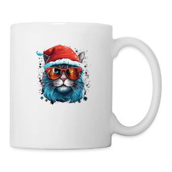 T-shirt chat avec bonnet de Père Noël pour Noël - Mug blanc - blanc - Droite