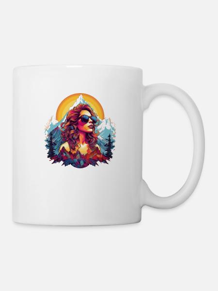 Wander Shirt mit Bergen und Natur Alpen Berg - Tasse - Weiß