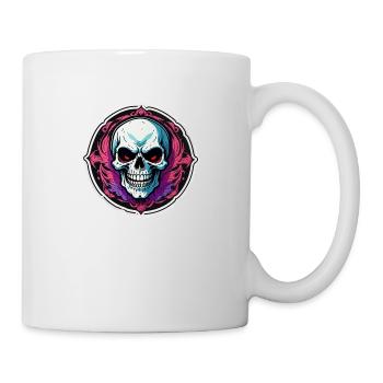 Totenkopf - Skelett - Totenkopf - Motorradhelm - Tasse - Weiß - Rechts