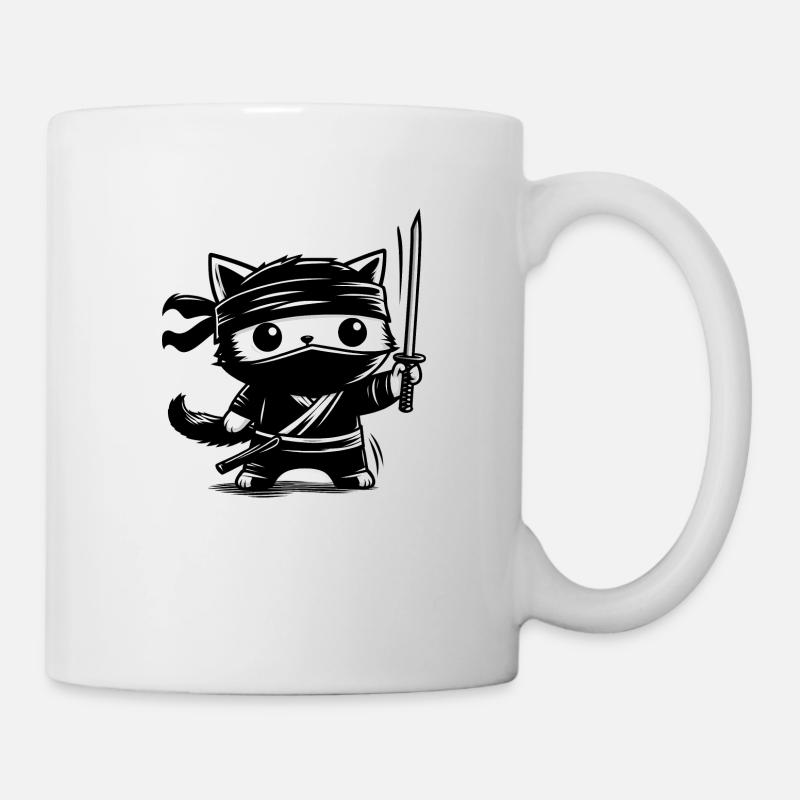 Chat Ninja - Mug blanc - blanc