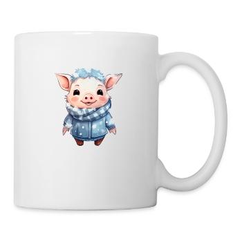 Winter Cute Piggy Clothed - Mug - white - Right