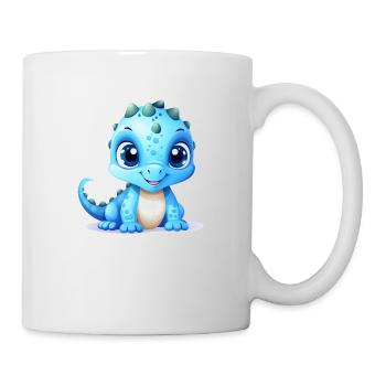 Niedlicher kleiner blauer Dino - Tasse - Weiß - Rechts