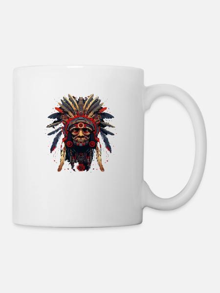 Indianer Häuptling Indianer Kopf Ureinwohner - Tasse - Weiß