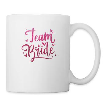 Team Bride in Glitter Pink für deinen JGA - Tasse - Weiß - Rechts