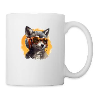 Wolf Design Wolf mit Headset Musik & Gamer - Tasse - Weiß - Rechts