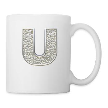U, letter, initial, monogram, - Tasse - Weiß - Rechts