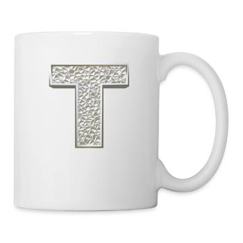 T, lettre, initiale, monogramme, - Mug blanc - blanc - Droite