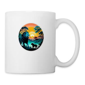 Lion, Lion Cub and Jungle - Mug - white - Right