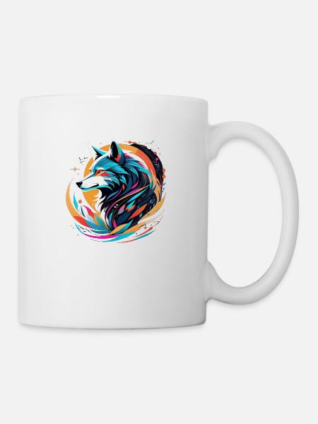 Wolf und Berg - Schützende Natur - Tasse - Weiß