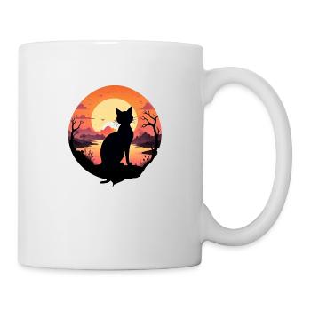 chat paysage et coucher de soleil - Mug blanc - blanc - Droite