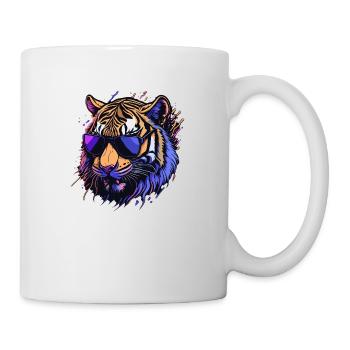 Cooler Retro-Tigerkopf - Tasse - Weiß - Rechts