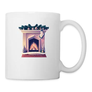 Christmas sock by the fireplace - Mug - white - Right
