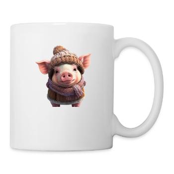 Niedliches Winterferkel - Tasse - Weiß - Rechts