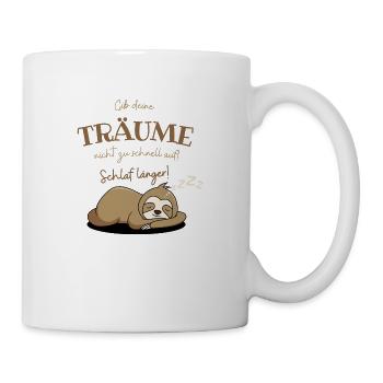 Schlafendes Faultier lebe deinen Traum Spruch - Tasse - Weiß - Rechts