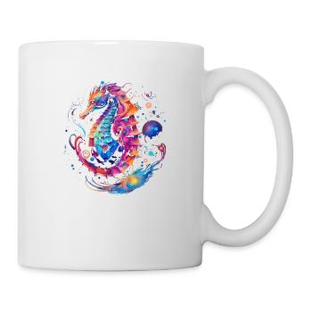 Conception d’hippocampe dans des couleurs vives animaux marins - Mug blanc - blanc - Droite