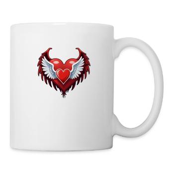 coeur rouge avec des ailes - Mug blanc - blanc - Droite