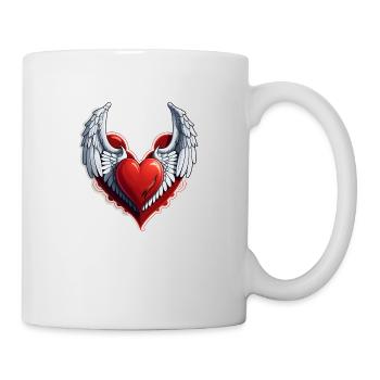 coeur rouge avec des ailes - Mug blanc - blanc - Droite