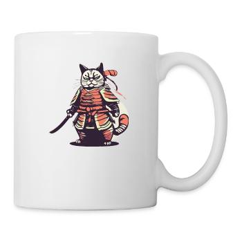 Katzen Samurai - Tasse - Weiß - Rechts