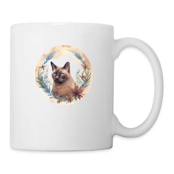 Burmesische Katze Boho Elemente, Katzen - Tasse - Weiß - Rechts