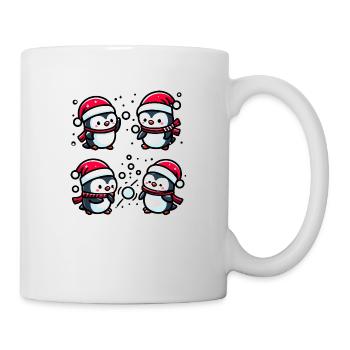 Adorable Penguin Santa Hat Winter Snowball Fight - Mug - white - Right