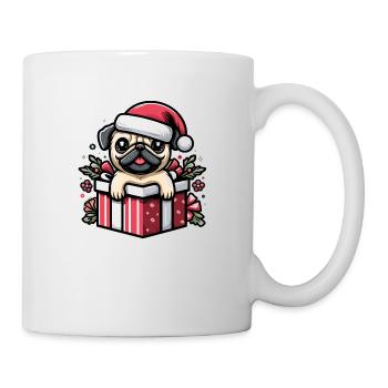 Carlin Dans Cadeau Chien Noël Festif Père Noël Chapeau - Mug blanc - blanc - Droite