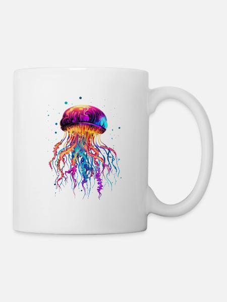 Qualle für Meerestiere Fans, Geschenk Urlaub Tiere - Tasse - Weiß